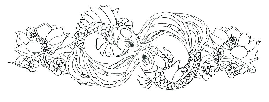 900x342 Koi Fish Coloring - Koi Fish Tattoo Sketch
