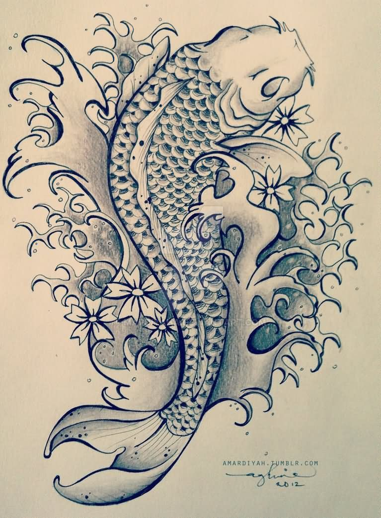767x1042 Koi Fish Tattoo Drawings Koi Fish Tattoo Sketch By Lta Href - Koi Fish Tattoo Sketch