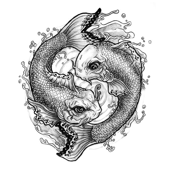600x600 Koi Fish Tattoo Meanings Custom Tattoo Design - Koi Fish Tattoo Sketch