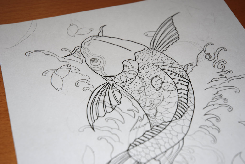 1024x685 Koi Fish Tattoo Sketch By Jrsalido218 - Koi Fish Tattoo Sketch