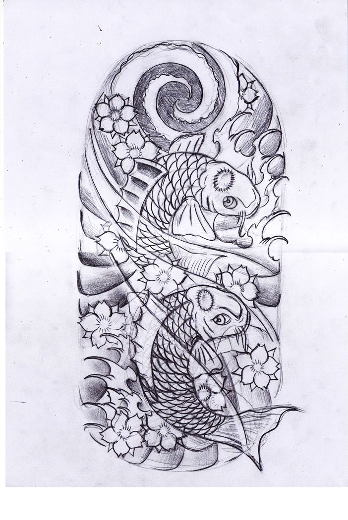 702x1050 Pin By Juanita Pacheco On Tattsamppiercings Koi, Fish - Koi Fish Tattoo Sketch