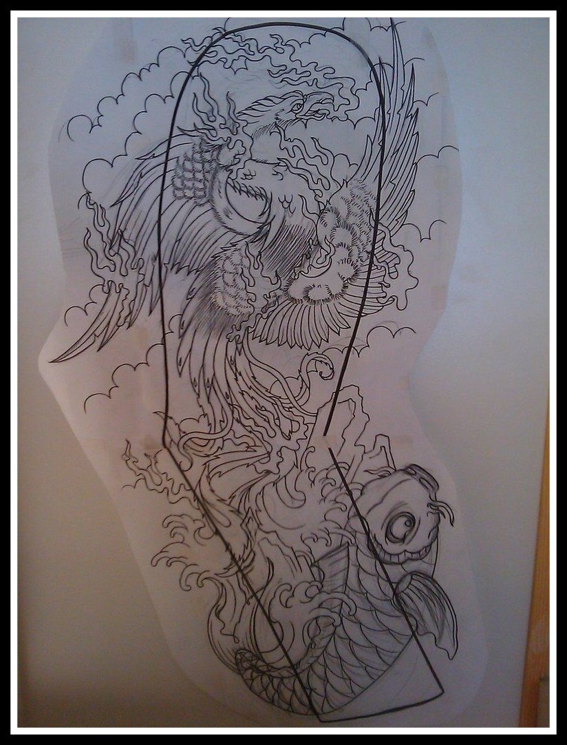 824x1082 Stunning Japanese Phoenix Full Sleeve By Dude Skinz Tattooing On - Koi Fish Tattoo Sketch