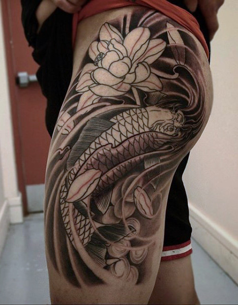 468x600 50 Koi Fish Tattoo Designs For Men - Koi Fish Tattoo Sketch