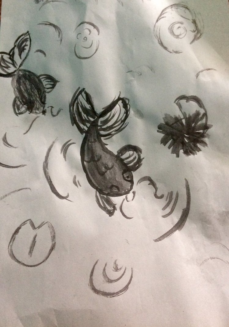 749x1068 Koi Pond By Rose Cats - Koi Pond Sketch