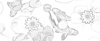 320x133 Lucie Theroux Sketch Of Koi Pond - Koi Pond Sketch