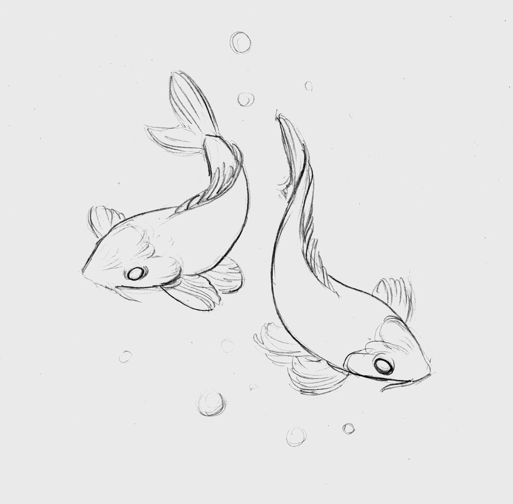 1000x982 Koi Fish [Sketch] By Julia Vysotskaya (Hochulia), From The Series - Koi Sketch