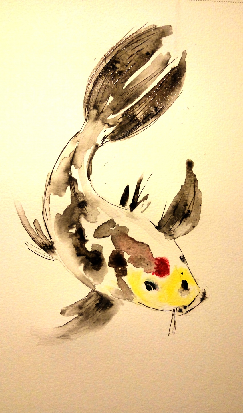 850x1445 Koi Sketch, Ink Amp Wash Simonandfinn - Koi Sketch