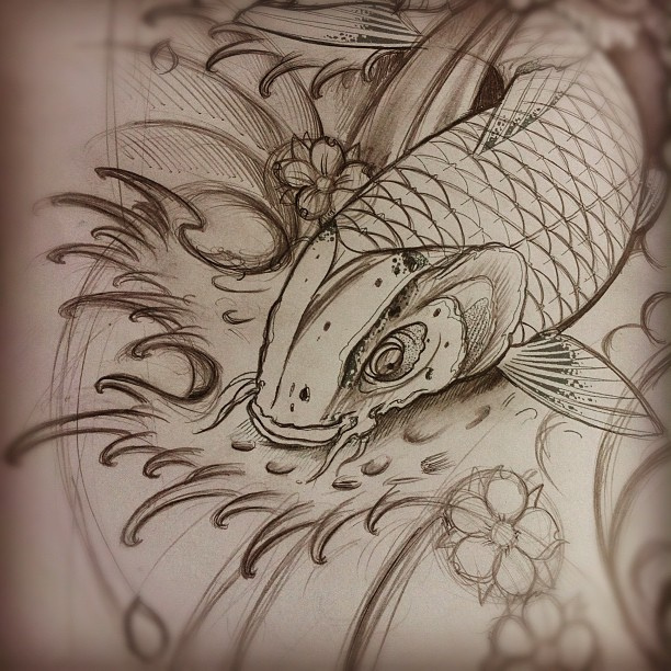 612x612 For Todays Sleeve - Koi Sketch Tattoo