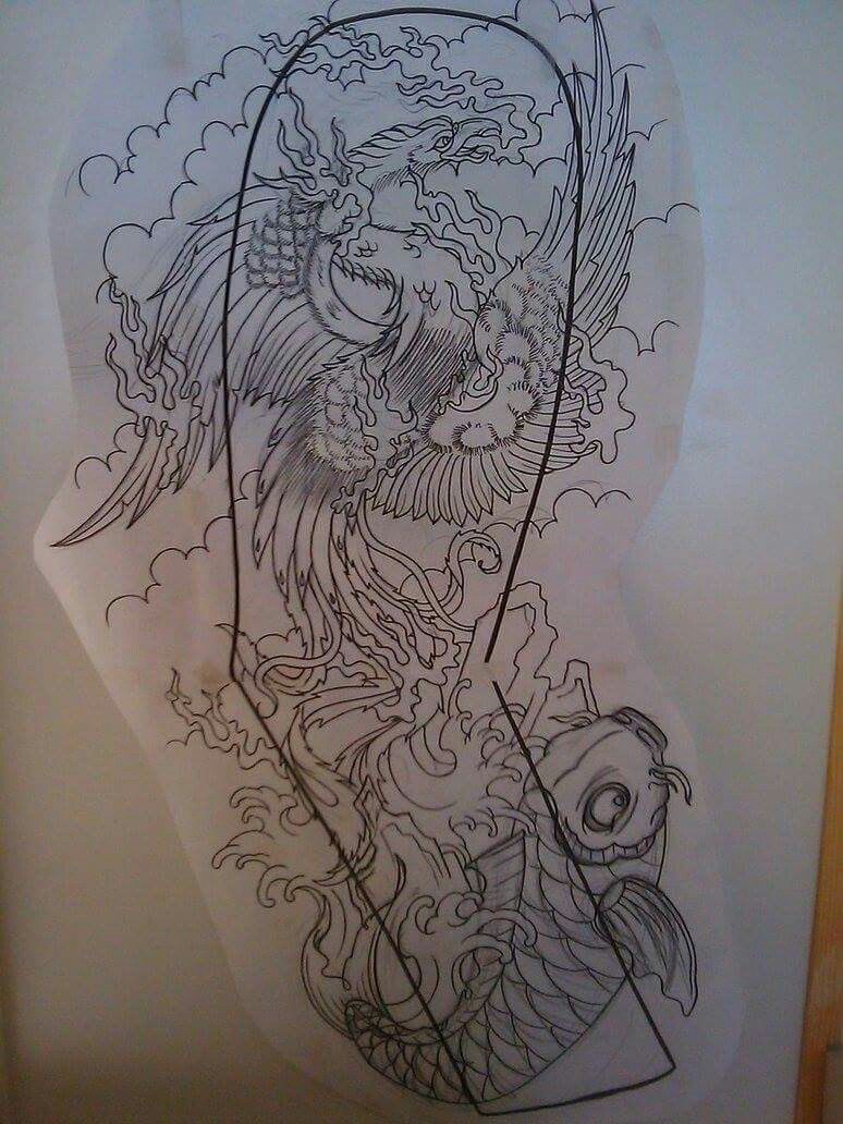 Koi Sketch Tattoo at PaintingValley.com | Explore collection of Koi ...