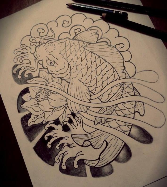 708x792 Koi Tattoo Draw By Lilithhate - Koi Sketch Tattoo