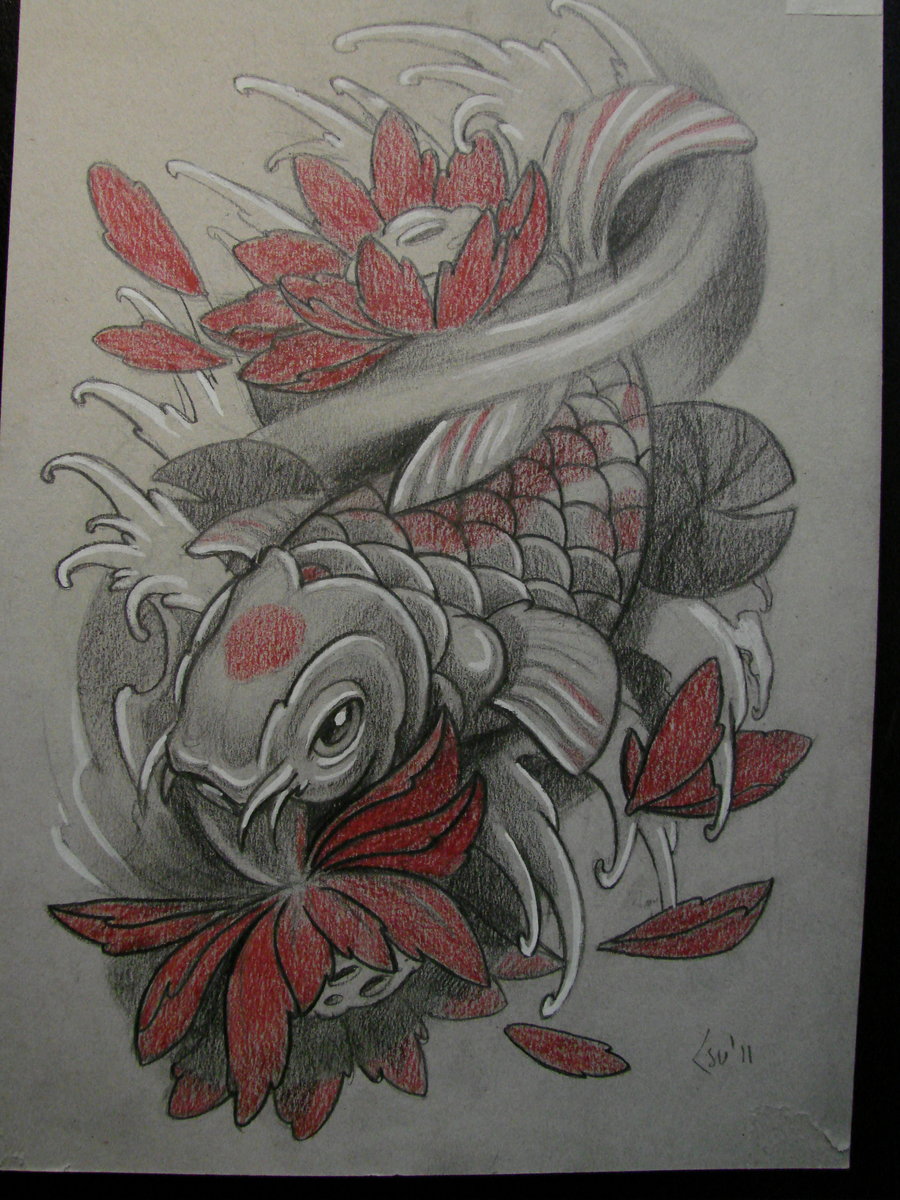 900x1200 Sketch For Tattoo By Xenija88 - Koi Sketch Tattoo