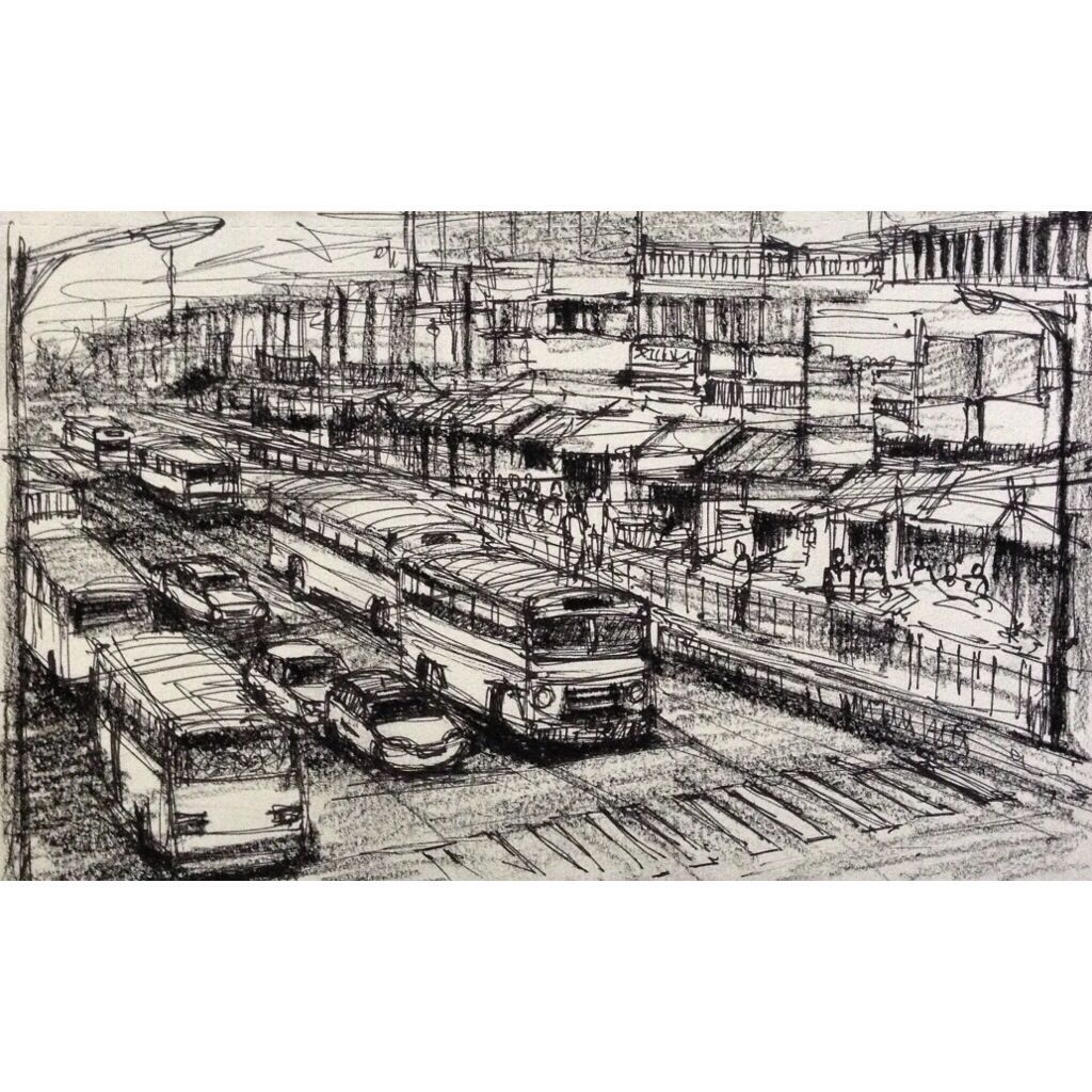 1024x1024 Kolkata Street Scene - Kolkata Sketch