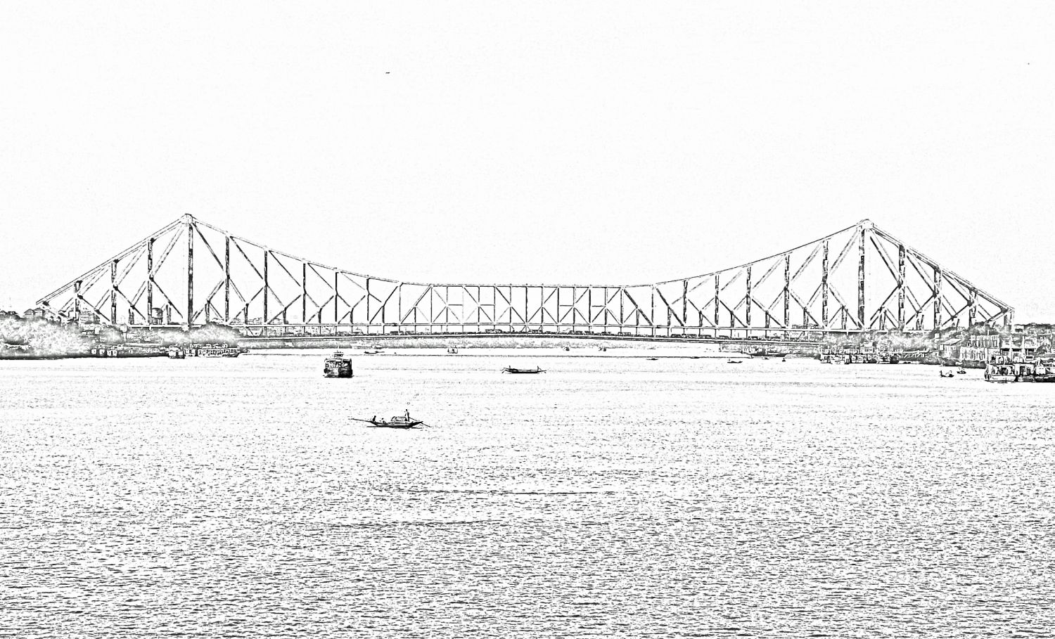 1500x909 Stock Pictures Howrah Bridge Of Kolkata Photographs And Sketch - Kolkata Sketch