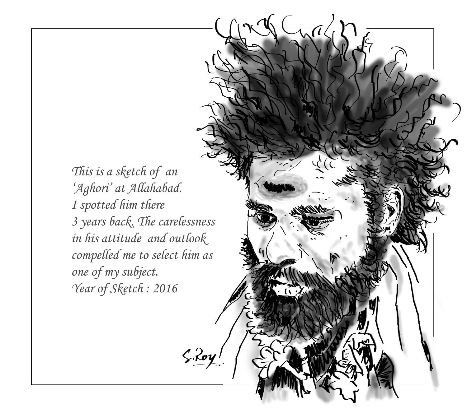 1500x1344 Sketch Saint Aghori India Digital Sketch India Kolkata Allahabad - Kolkata Sketch