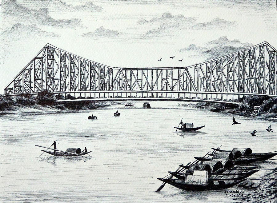 900x660 Howrah Bridge - Kolkata Sketch