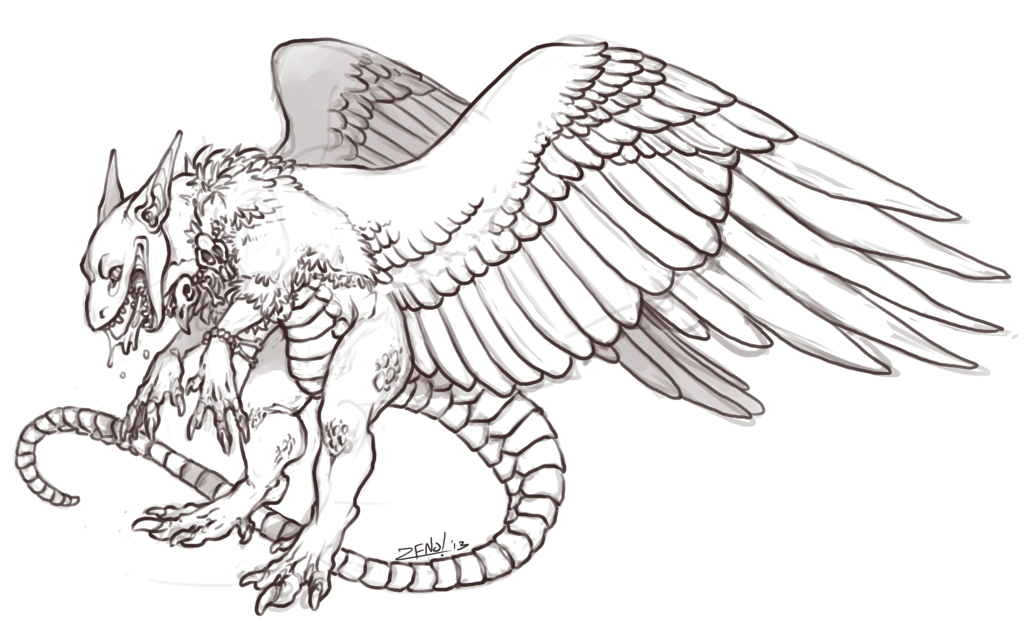 1024x626 Flying Komodo Dragons By Zenophrenic - Komodo Dragon Sketch