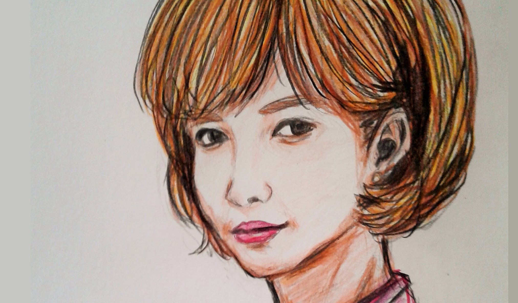 2024x1184 Drawing Korean Girl Face ! Color Pencil - Korean Girl Sketch