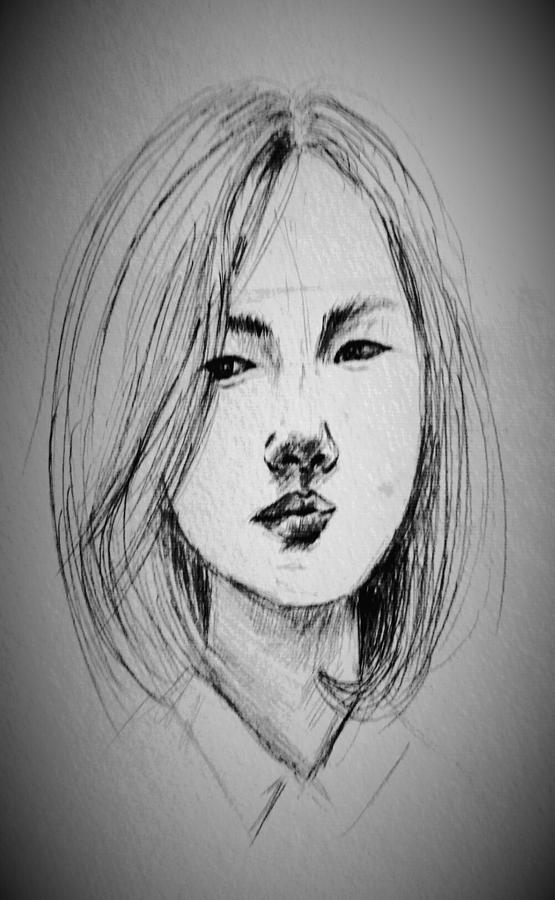 555x900 Korean Girl 2 Drawing By Hae Kim - Korean Girl Sketch