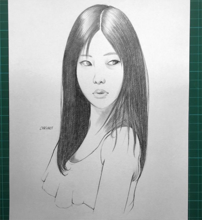 700x764 Portraiture Of An Asian Girl, Nicole Graphite Drawing Steemit - Korean Girl Sketch