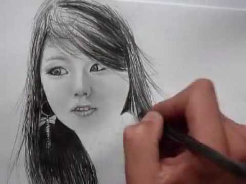 480x360 Speed Painting Asian Girl Hwang Mi Hee (3) - Korean Girl Sketch