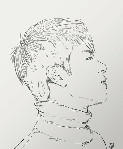 500x605 Junhoe Sketch Uploaded By Pearl Delucci On We Heart It - Kpop Sketch