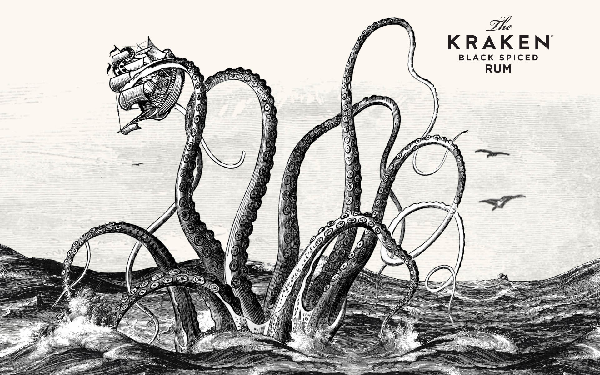 1920x1200 Wallpaper Illustration, Kraken, Boat, Sea Monsters, Sailing Ship - Kraken Sketch