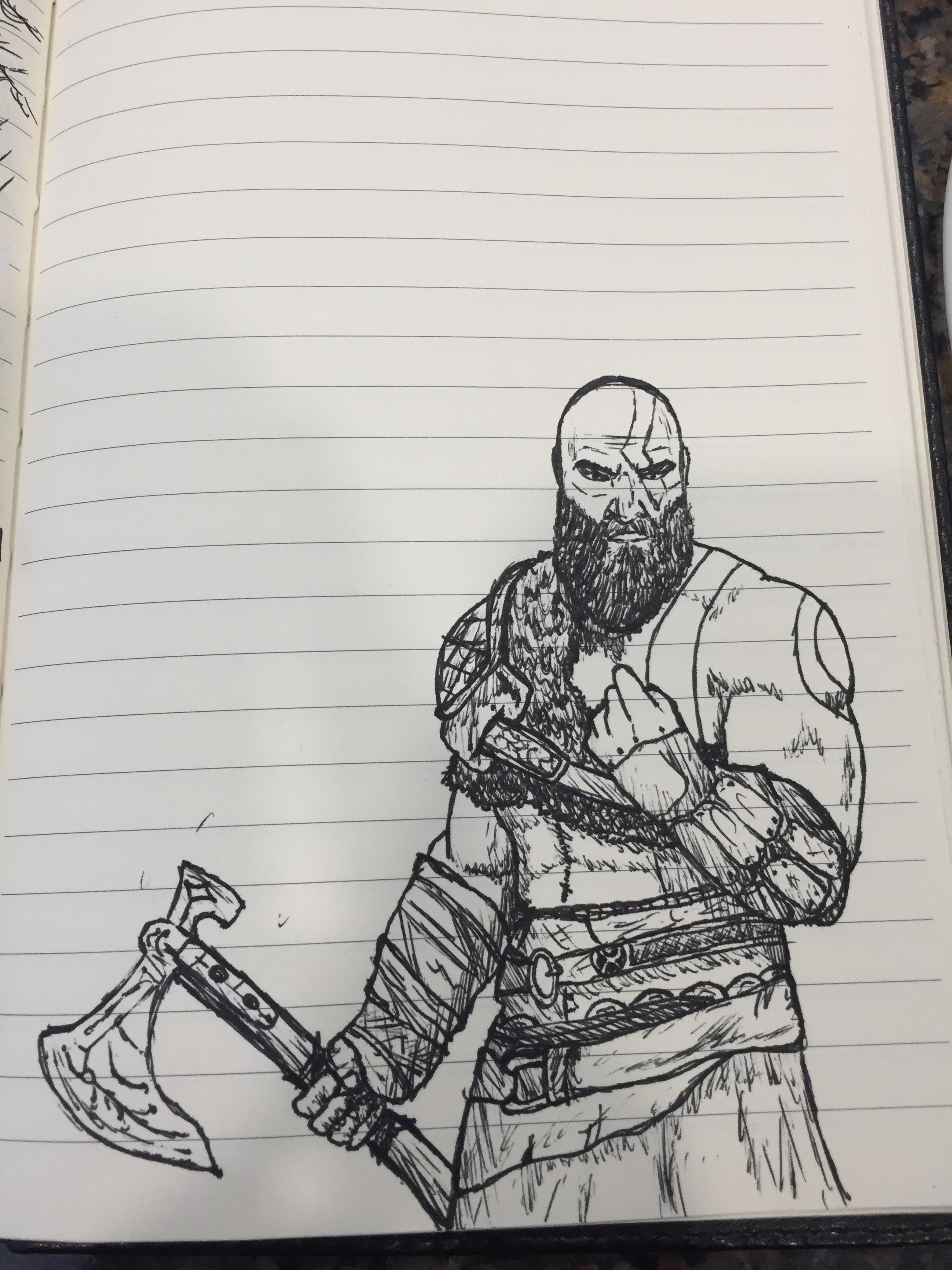 2448x3264 Finished My Kratos Sketch! Godofwar - Kratos Sketch