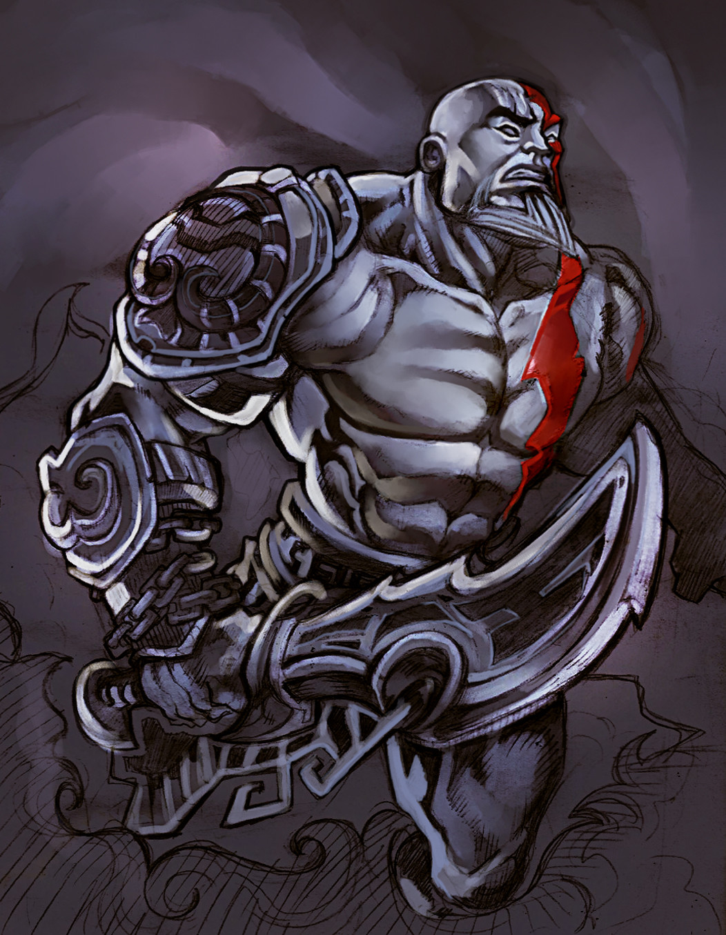 1052x1355 James Marinho - Kratos Sketch