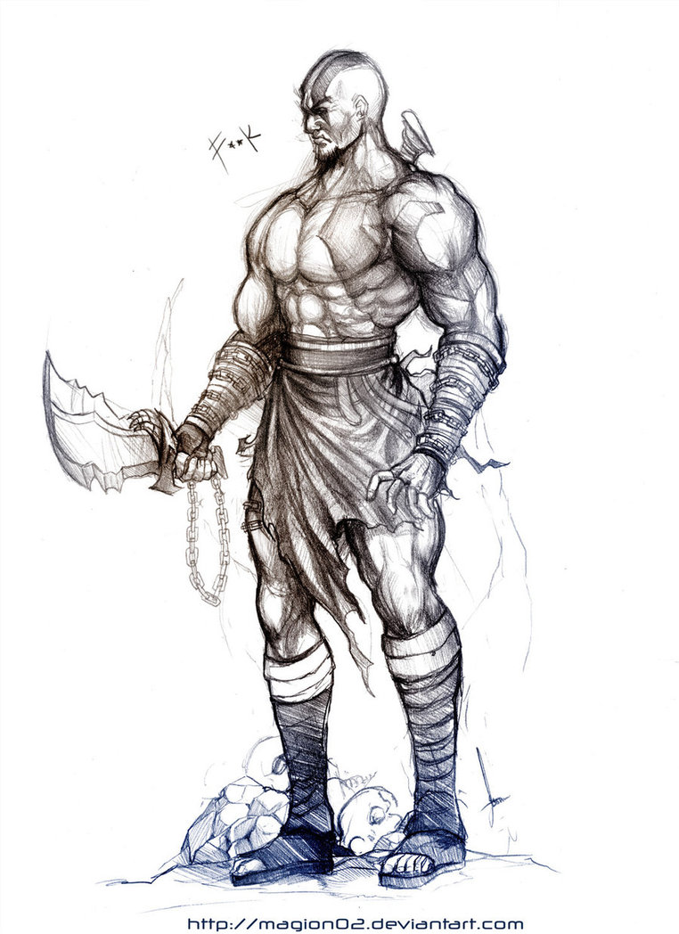 762x1048 Kratos Sketch By Magion02 - Kratos Sketch