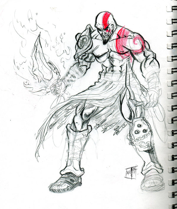 600x710 Kratos Sketch By Pacosantoyo - Kratos Sketch