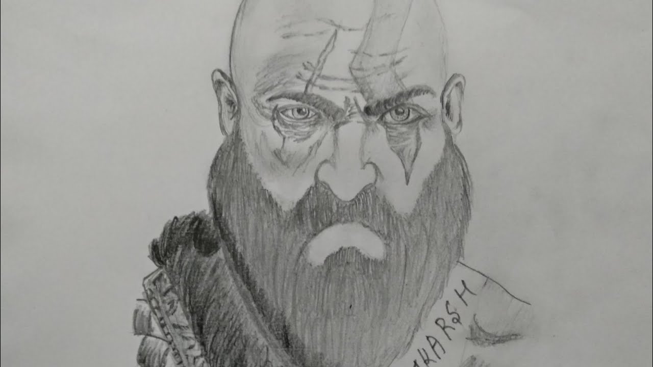 1280x720 Sketch Of Kratos ( God Of War) - Kratos Sketch