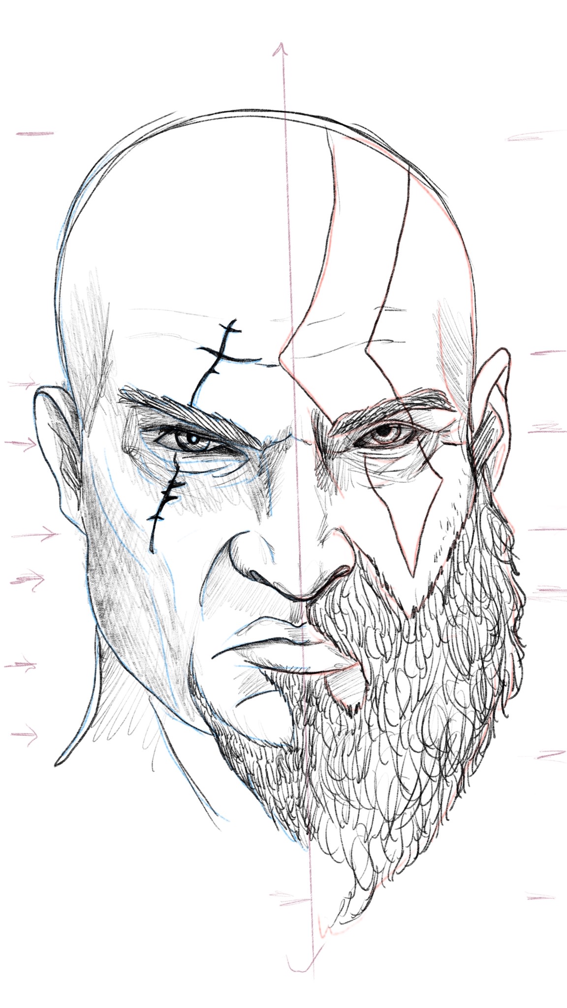 1152x2048 Sketch Of Kratos - Kratos Sketch