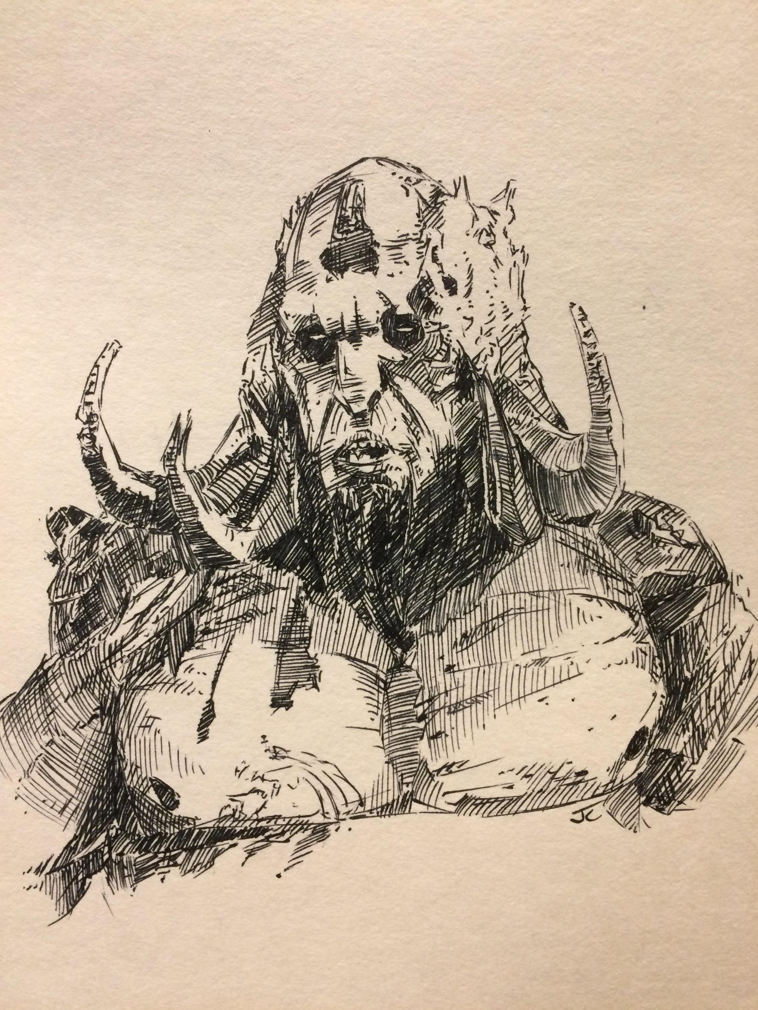 2448x3264 You Guys Liked My Kratos Yesterday, So Today I Drew A Fire Troll - Kratos Sketch