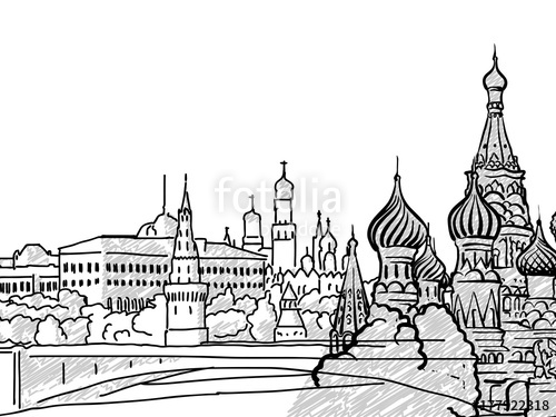 500x375 Moscow, Russia Famous Travel Sketch Stock Image And Royalty Free - Kremlin Sketch