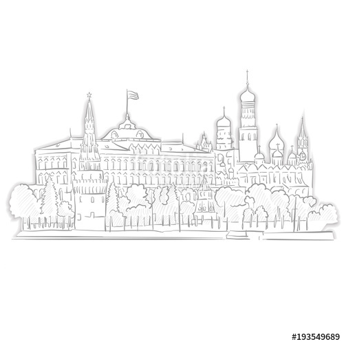 500x500 Moscow Kremlin Landmark Sketch Stock Image And Royalty Free - Kremlin Sketch