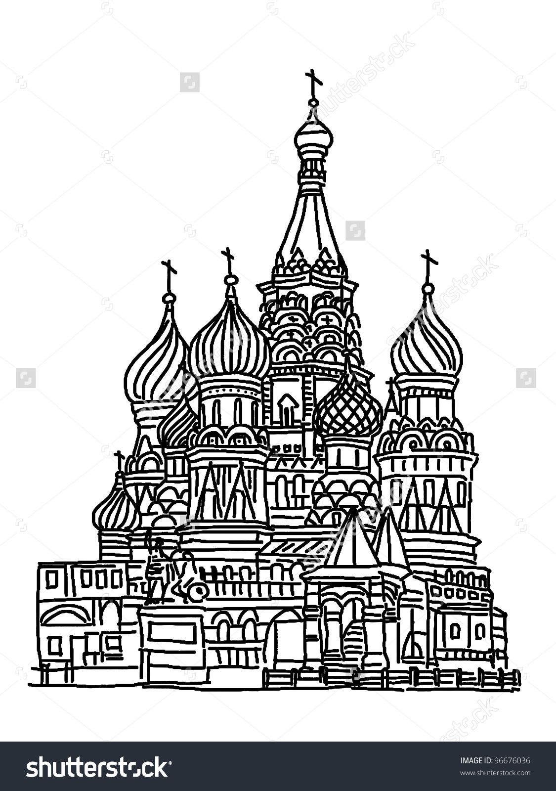 1125x1600 Sketch Saint Basil Cathedral. Russia, Moscow. - Kremlin Sketch