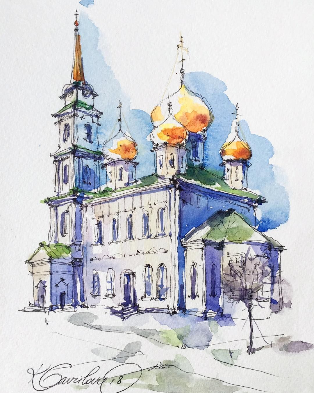 1080x1350 Cathedral In Kremlin, Tula. It Was Sunny Day. Sketch By Artist - Kremlin Sketch