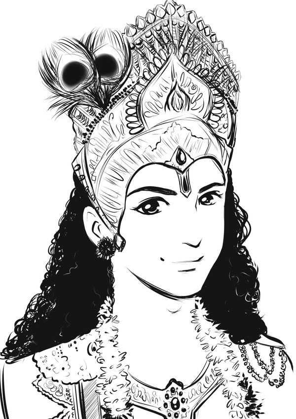 Krishna Sketch at PaintingValley.com | Explore collection of Krishna Sketch