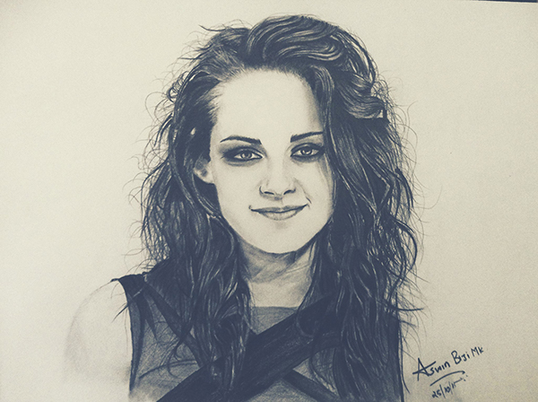 600x448 Kristen Stewart Pencil Sketch On Student Show - Kristen Stewart Sketch