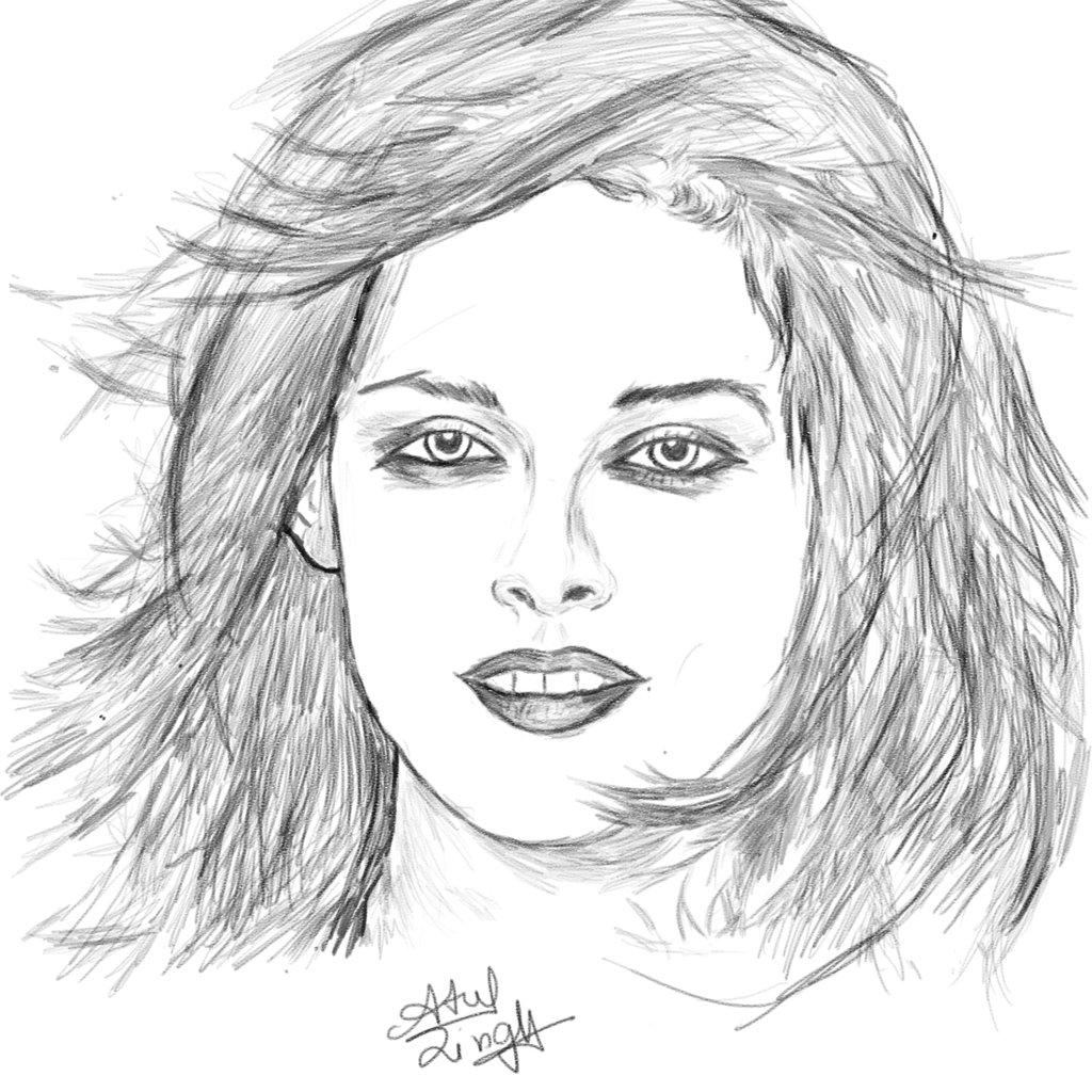 1024x1024 Kristen Stewart By Atul Singh - Kristen Stewart Sketch