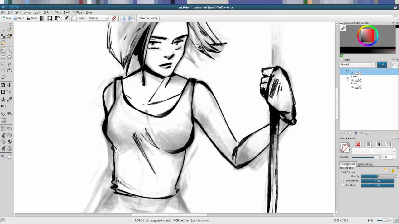1280x720 Quick Sketch And Inking In Krita - Krita Sketch