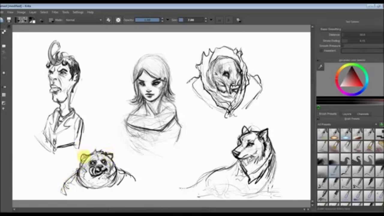 krita drawing with mouse