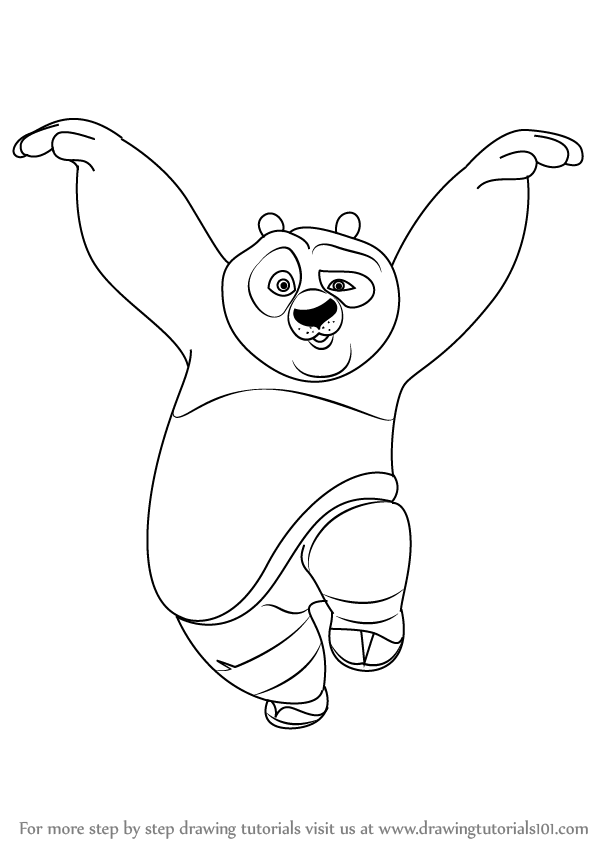 598x844 Learn How To Draw Po Giant Panda From Kung Fu Panda (Kung Fu Panda - Kung Fu Sketch