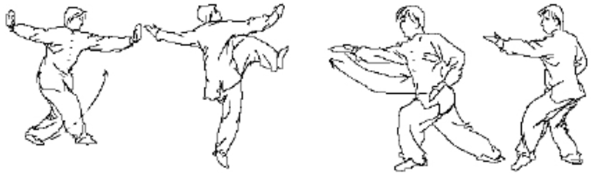 850x247 Sketch Drawing Examples Of Chinese Kungfu Forms. Download - Kung Fu Sketch