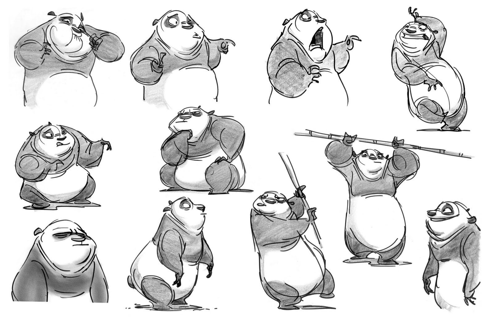 1600x1035 Toby Shelton Stuff I Did Rough Po Sketches (Kung Fu Panda) 2003 - Kung Fu Sketch