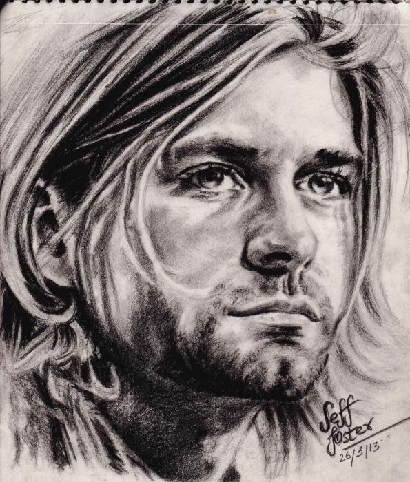 595x700 Portrait Of Kurt Cobain By Jeffcoolfoster92 On Stars Portraits - Kurt Cobain Sketch