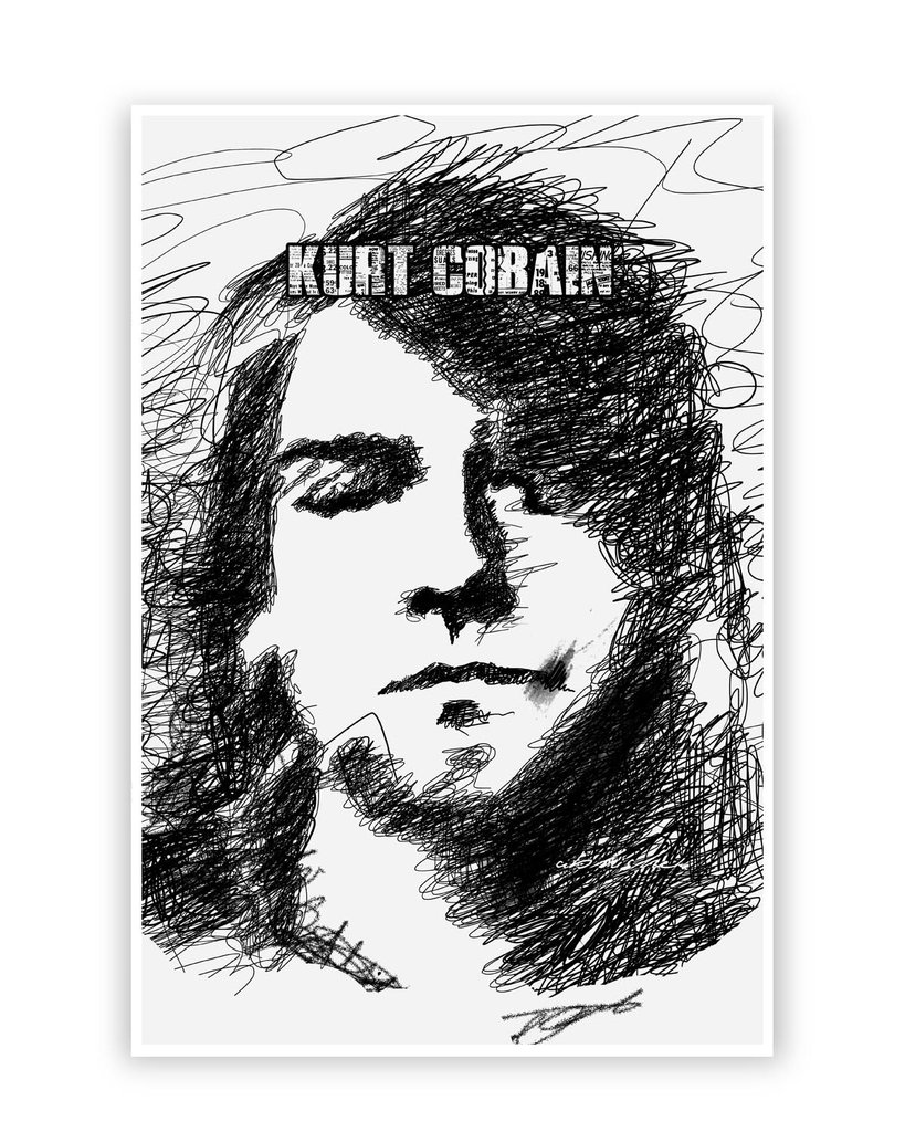 819x1024 Posters Online India Kurt Cobain Sketch Illustration Poster - Kurt Cobain Sketch