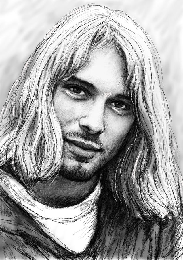 636x900 Kurt Cobain Art Drawing Sketch Portrait Painting By Kim Wang - Kurt Cobain Sketch