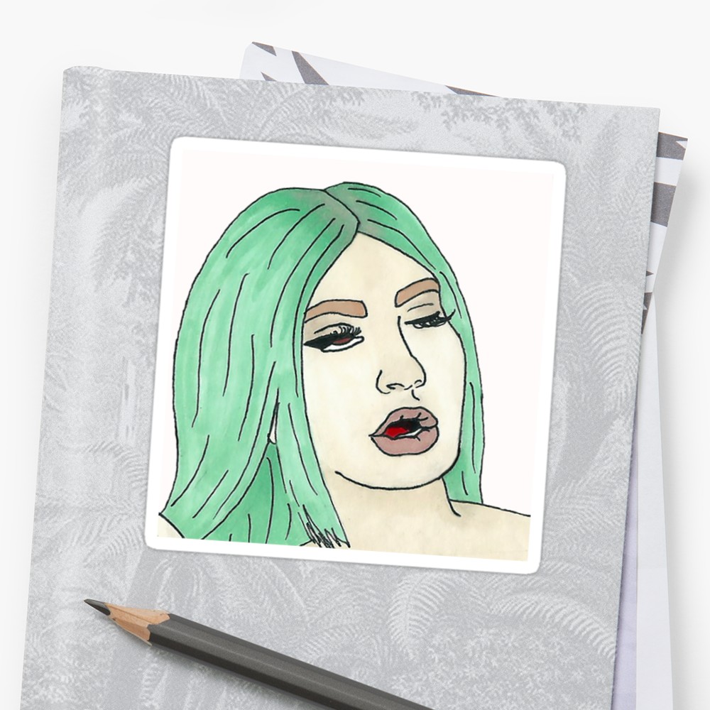 1000x1000 Rel Kylie Jenner Kimoji Drawing Stickers By Relivshin Redbubble - Kylie Jenner Sketch
