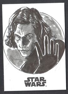 218x300 Star Wars The Last Jedi Sketch Card By Brian Kong Of Kylo Ren Ebay - Kylo Ren Sketch